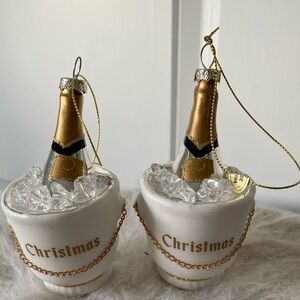 Set of 2 Christmas Champagne Bucket Ornaments